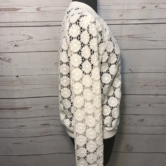 XOXO White Crochet Bomber Jacket - Picture 7 of 7